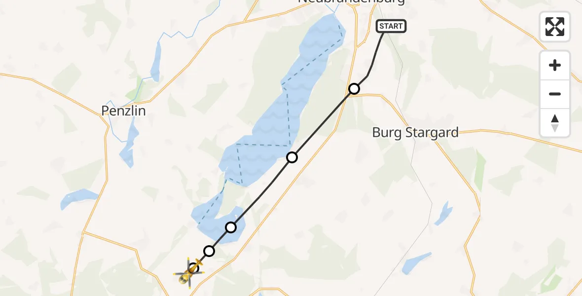 Flugroute Rettungshubschrauber Neubrandenburg - Blumenholz, 04 Mai 2026, 15:58