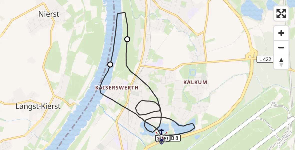 Flugroute Polizeihubschrauber Düsseldorf Flughafen - Düsseldorf Flughafen, 04 Mai 2026, 16:40