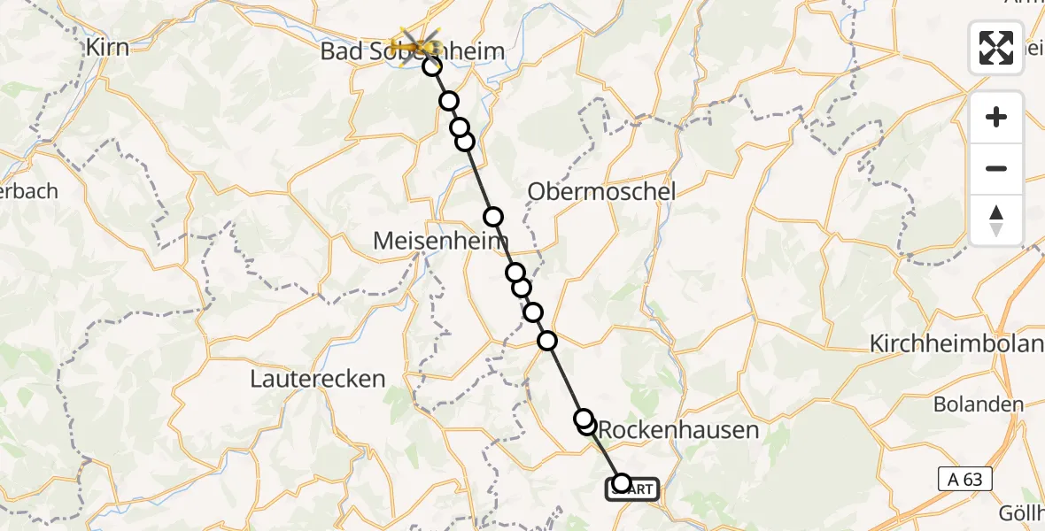Flugroute Rettungshubschrauber Imsweiler UL - Bad Sobernheim, 04 Mai 2026, 17:12