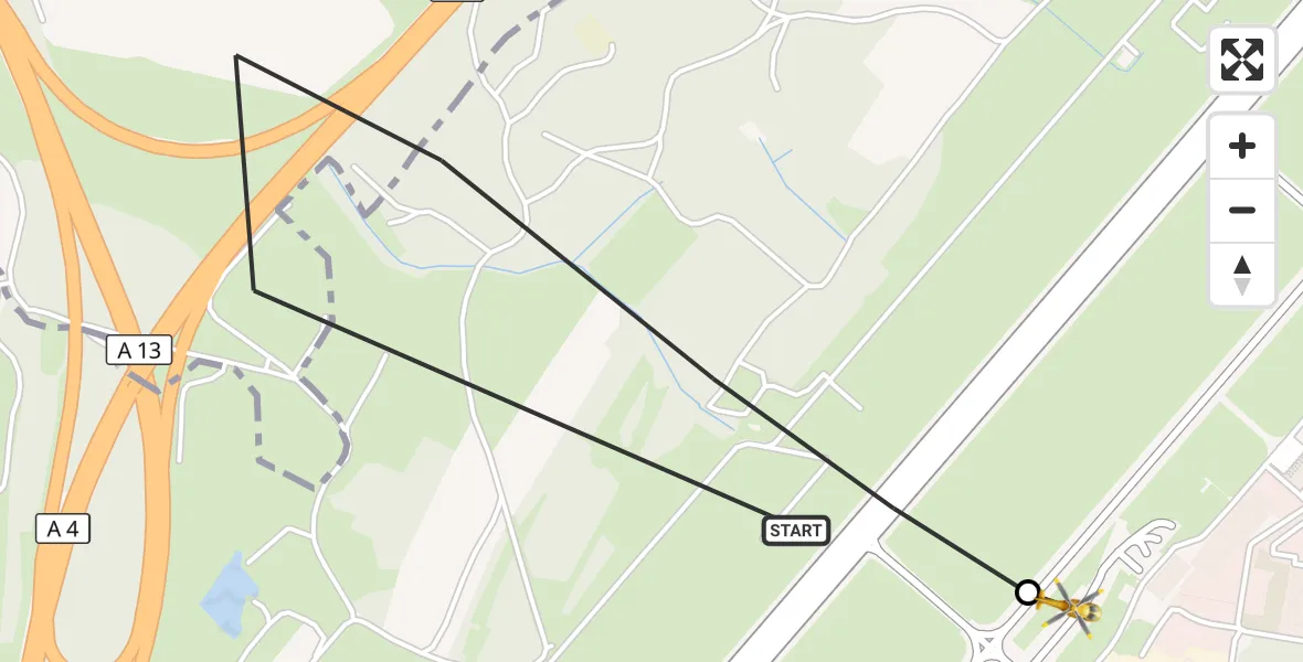 Flugroute Rettungshubschrauber Dresden Flughafen - Dresden Bundespolizei Hubschrauberlandeplatz, 04 Mai 2026, 17:17