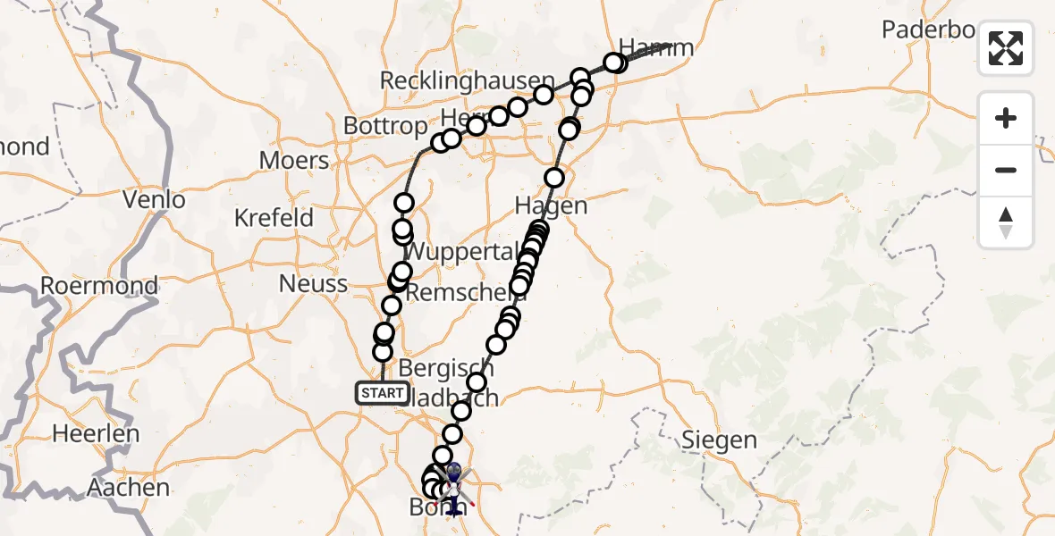 Flugroute Polizeihubschrauber Köln - Sankt Augustin, 04 Mai 2026, 17:59