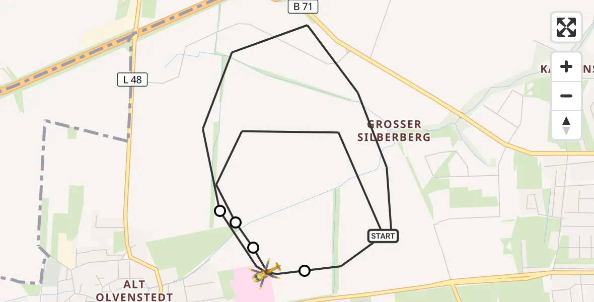 Flugroute Rettungshubschrauber Magdeburg - Magdeburg Hospital, 04 Mai 2026, 19:21