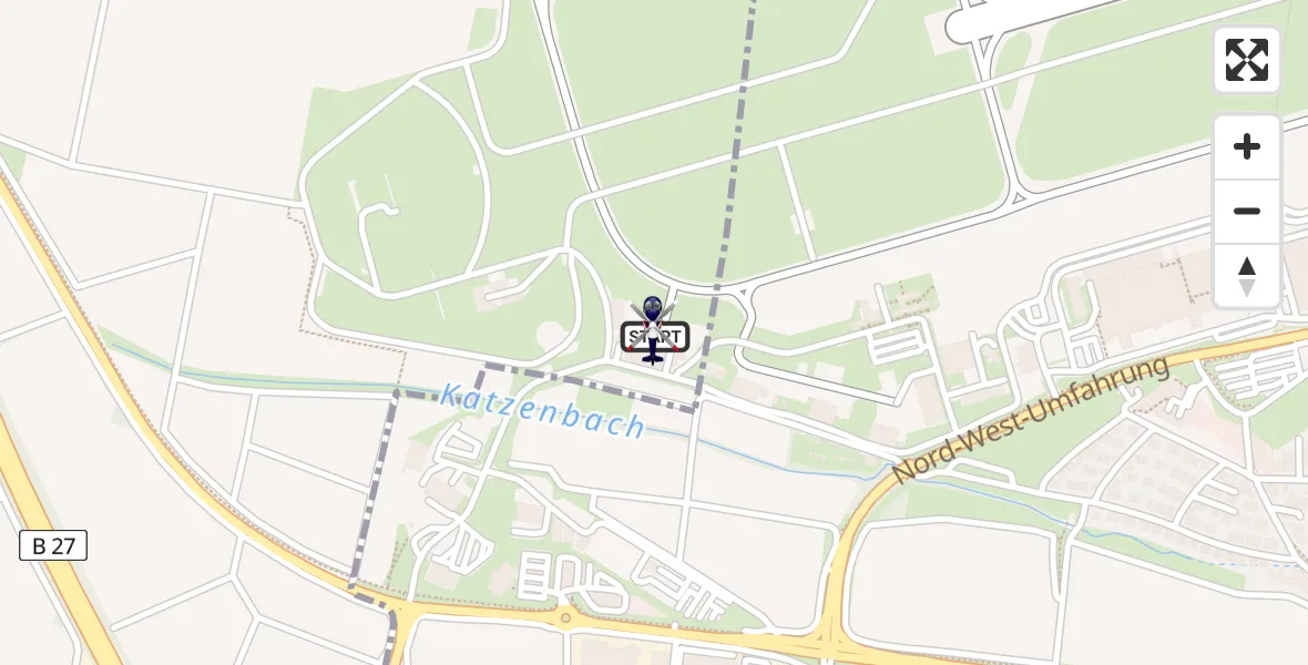 Flugroute Polizeihubschrauber Flughafen Stuttgart - Flughafen Stuttgart, 04 Mai 2026, 19:46