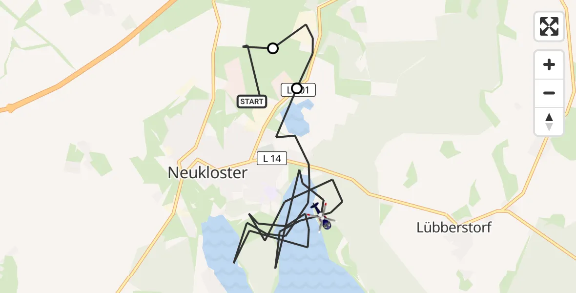 Flugroute Polizeihubschrauber Neukloster - Neukloster, 04 Mai 2026, 20:05