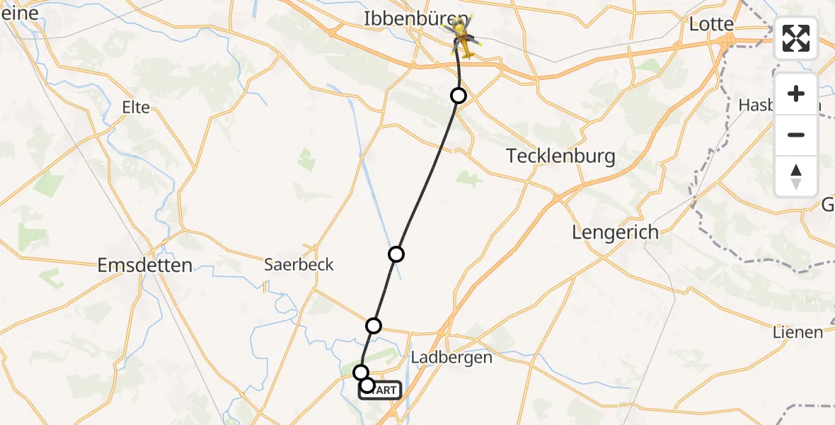 Flugroute Ambulanzhubschrauber Christoph  Westfalen-ADAC - Ibbenbüren, 04 Mai 2026, 20:41