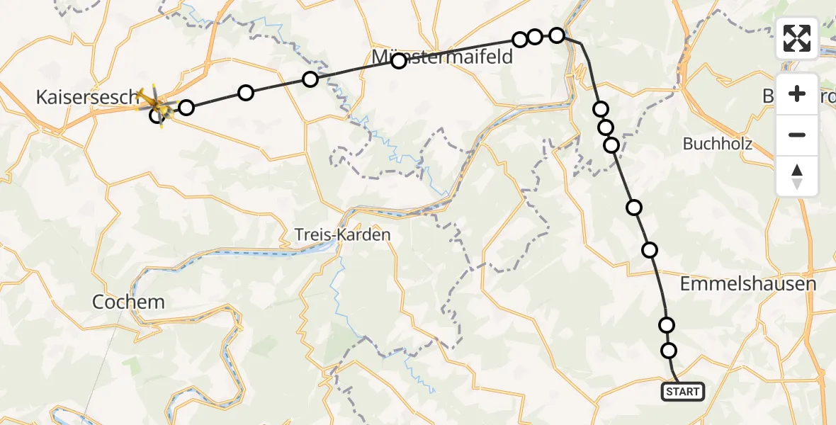 Flugroute Rettungshubschrauber Beltheim - Hambuch, 05 Mai 2026, 06:05