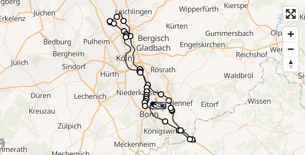 Flugroute Polizeihubschrauber Sankt Augustin - Sankt Augustin, 05 Mai 2026, 06:16
