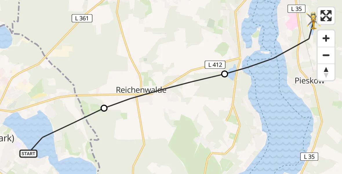 Flugroute Rettungshubschrauber Storkow (Mark) - Bad Saarow, 05 Mai 2026, 06:29