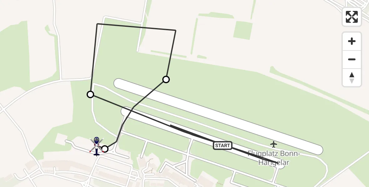 Flugroute Polizeihubschrauber Bonn-Hangelar Flugplatz - Sankt Augustin, 05 Mai 2026, 06:53