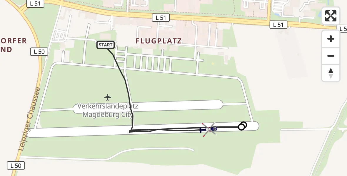 Flugroute Polizeihubschrauber Magdeburg City Flugplatz - Magdeburg City Flugplatz, 05 Mai 2026, 07:10