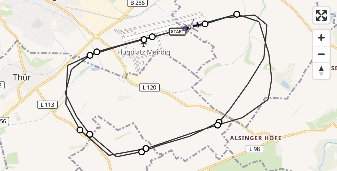 Flugroute Polizeihubschrauber Flugplatz Mendig - Kruft, 05 Mai 2026, 08:15