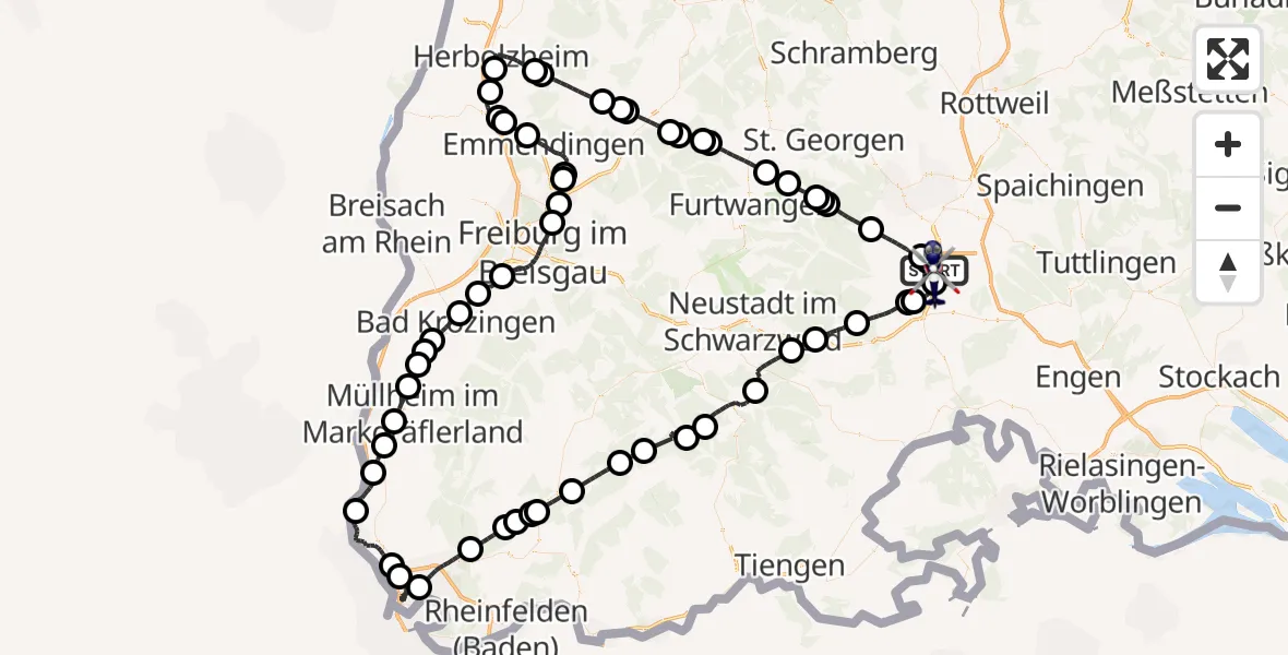 Flugroute Polizeihubschrauber Donaueschingen-Villingen Flugplatz - Donaueschingen-Villingen Flugplatz, 05 Mai 2026, 08:18