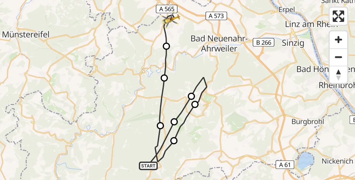 Flugroute Ambulanzhubschrauber Kaltenborn - Grafschaft, 05 Mai 2026, 08:22