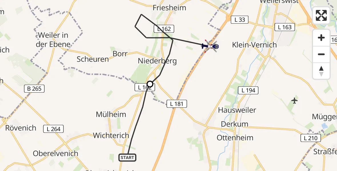Flugroute Polizeihubschrauber Zülpich - Weilerswist, 05 Mai 2026, 08:34