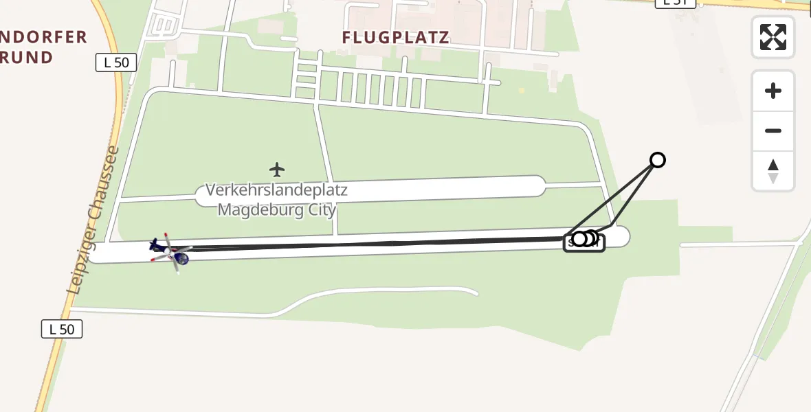 Flugroute Polizeihubschrauber Magdeburg City Flugplatz - Magdeburg City Flugplatz, 05 Mai 2026, 08:42