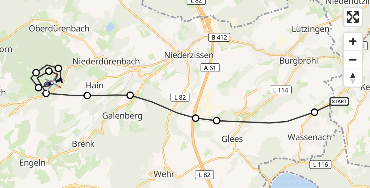 Flugroute Polizeihubschrauber Andernach - Niederdürenbach, 05 Mai 2026, 08:44