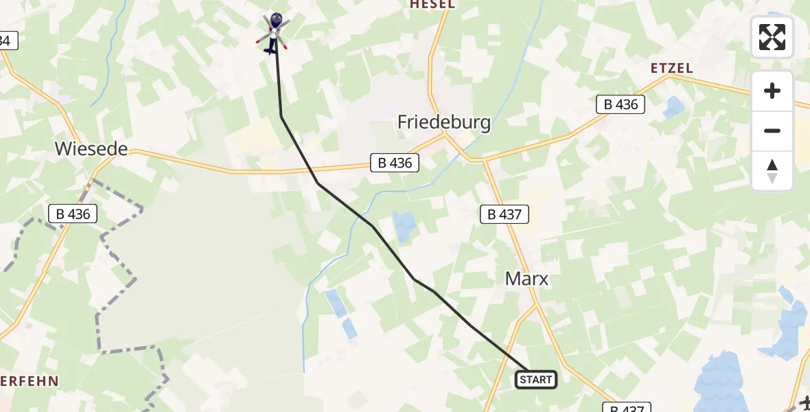 Flugroute Polizeihubschrauber Friedeburg - Friedeburg, 05 Mai 2026, 08:48