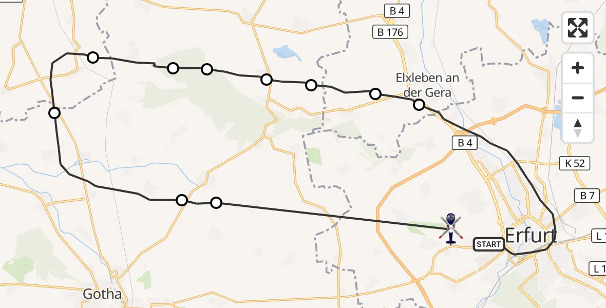 Flugroute Polizeihubschrauber Erfurt - Erfurt-Weimar Flughafen, 05 Mai 2026, 08:51