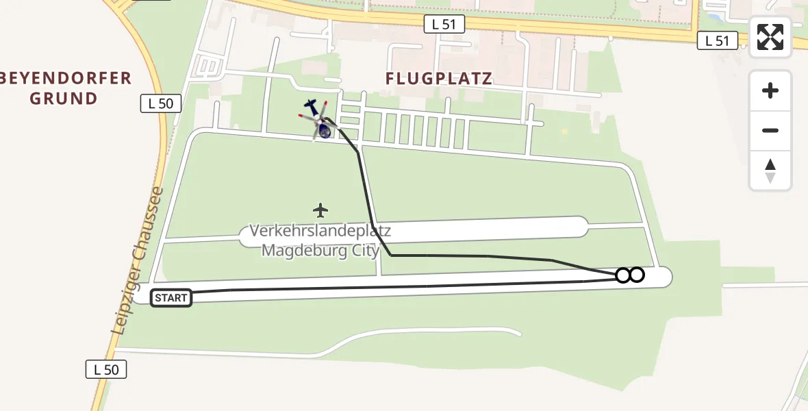 Flugroute Polizeihubschrauber Magdeburg City Flugplatz - Magdeburg City Flugplatz, 05 Mai 2026, 09:07