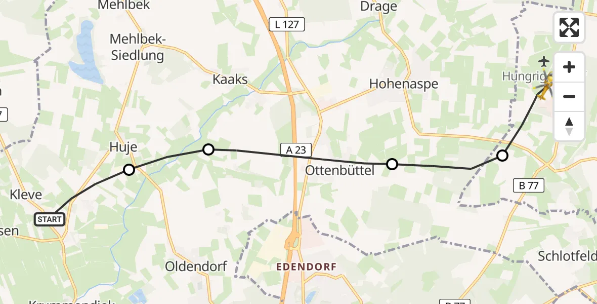 Flugroute Rettungshubschrauber Kleve - Itzehoe Hungriger Wolf Flugplatz, 05 Mai 2026, 10:08