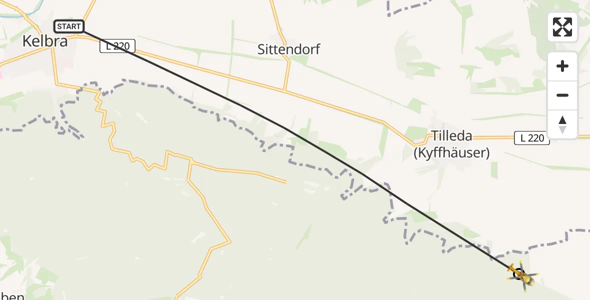 Flugroute Rettungshubschrauber Kelbra (Kyffhäuser) - Bad Frankenhausen/Kyffhäuser, 05 Mai 2026, 10:17
