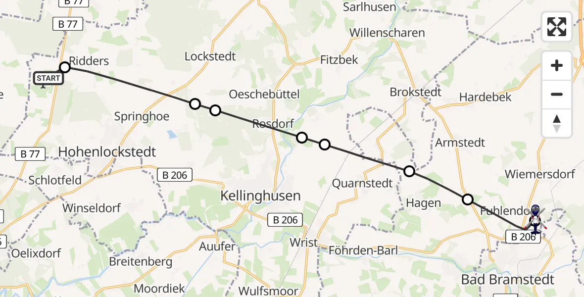 Flugroute Polizeihubschrauber Itzehoe Hungriger Wolf Flugplatz - Bad Bramstedt Hubschrauberlandeplatz, 05 Mai 2026, 10:36