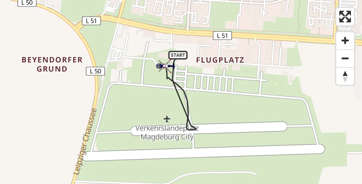 Flugroute Polizeihubschrauber Magdeburg City Flugplatz - Magdeburg City Flugplatz, 05 Mai 2026, 10:46