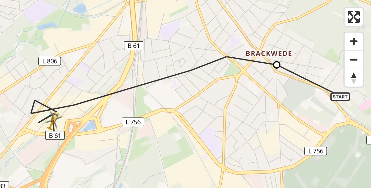 Flugroute Rettungshubschrauber Luftrettungszentrum Bielefeld - Bielefeld, 05 Mai 2026, 10:48