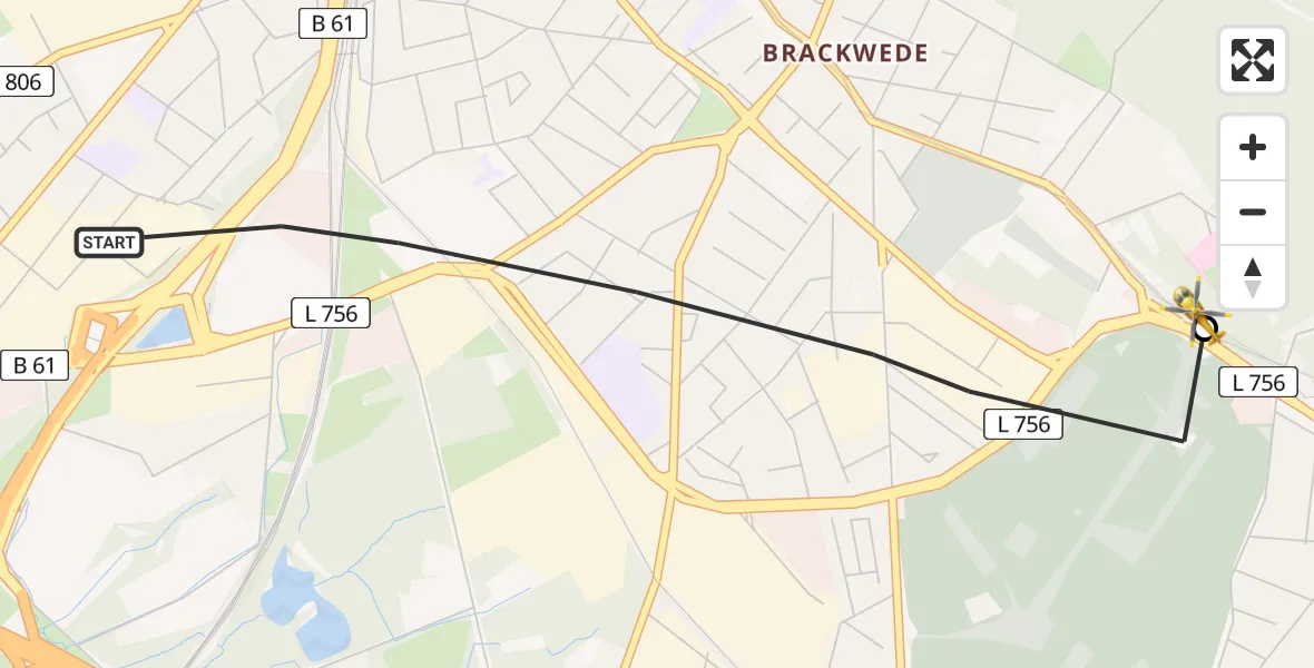 Flugroute Rettungshubschrauber Bielefeld - Luftrettungszentrum Bielefeld, 05 Mai 2026, 11:12
