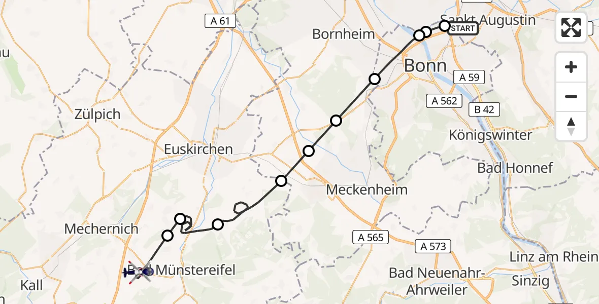 Flugroute Polizeihubschrauber Sankt Augustin - Bad Münstereifel, 05 Mai 2026, 11:15
