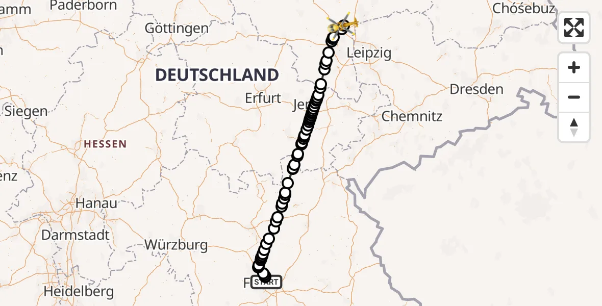 Flugroute Ambulanzhubschrauber Flughafen Nuremberg - Halle-Oppin Flugplatz, 05 Mai 2026, 11:42