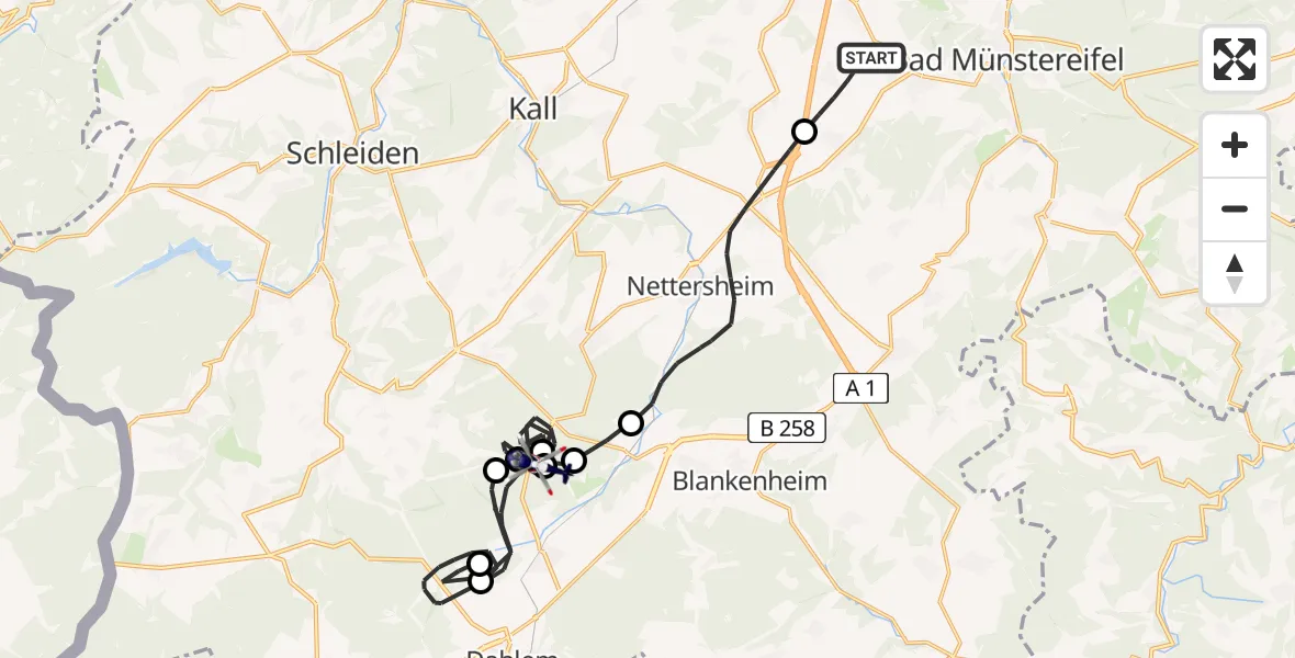 Flugroute Polizeihubschrauber Mechernich - Dahlem, 05 Mai 2026, 11:59