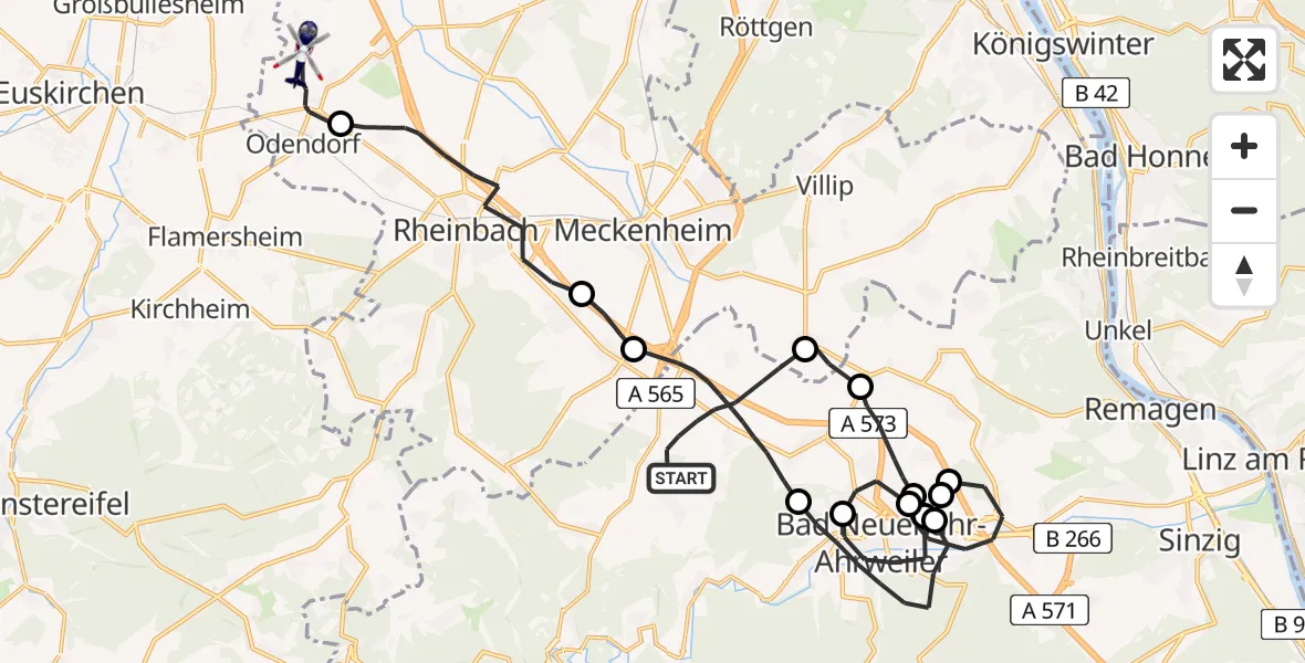 Flugroute Polizeihubschrauber Grafschaft - Swisttal, 05 Mai 2026, 12:26