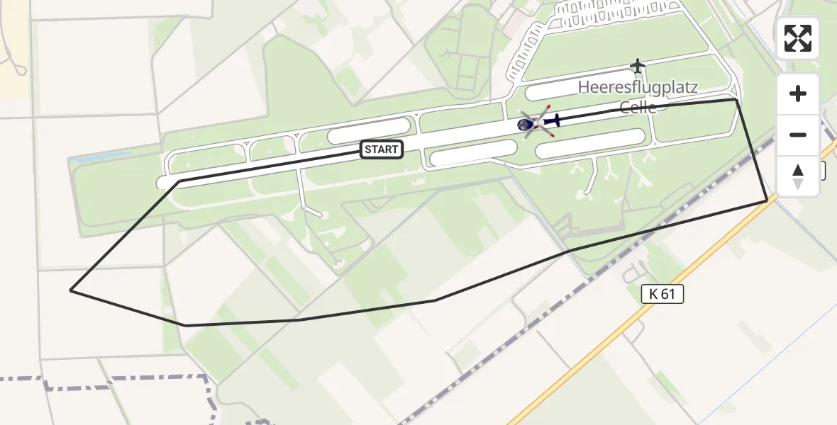 Flugroute Polizeihubschrauber Celle Army Flugplatz - Celle Army Flugplatz, 05 Mai 2026, 12:33