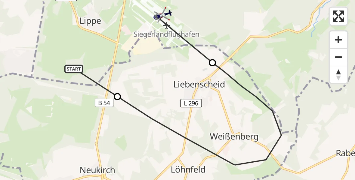 Flugroute Polizeihubschrauber Burbach - Siegerland Flughafen, 05 Mai 2026, 12:40