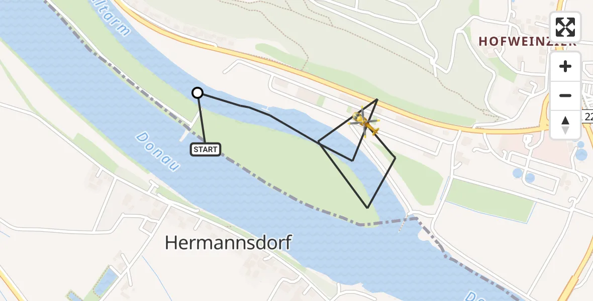 Flugroute Rettungshubschrauber Aiterhofen - Bogen, 05 Mai 2026, 12:54