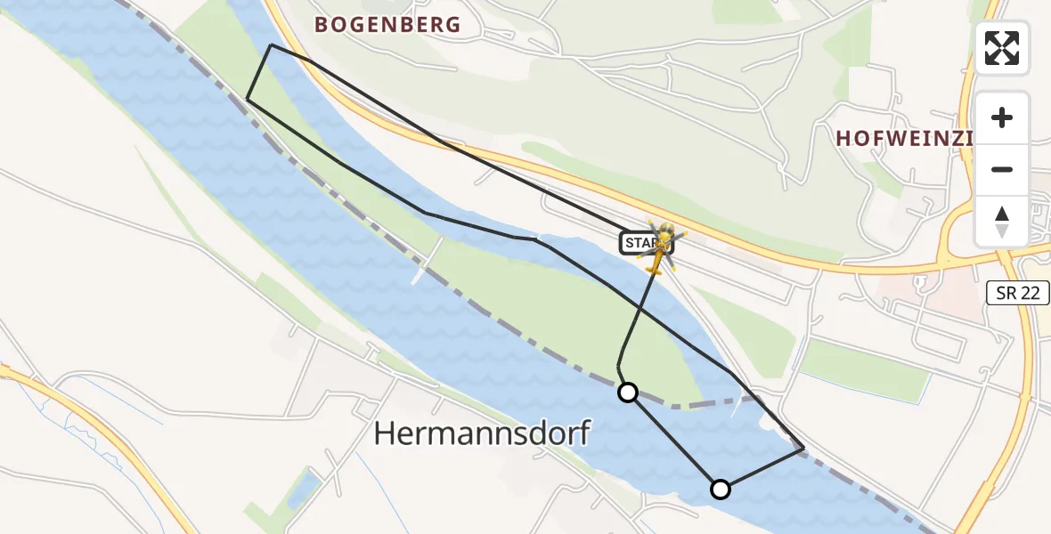 Flugroute Rettungshubschrauber Bogen - Bogen, 05 Mai 2026, 13:21