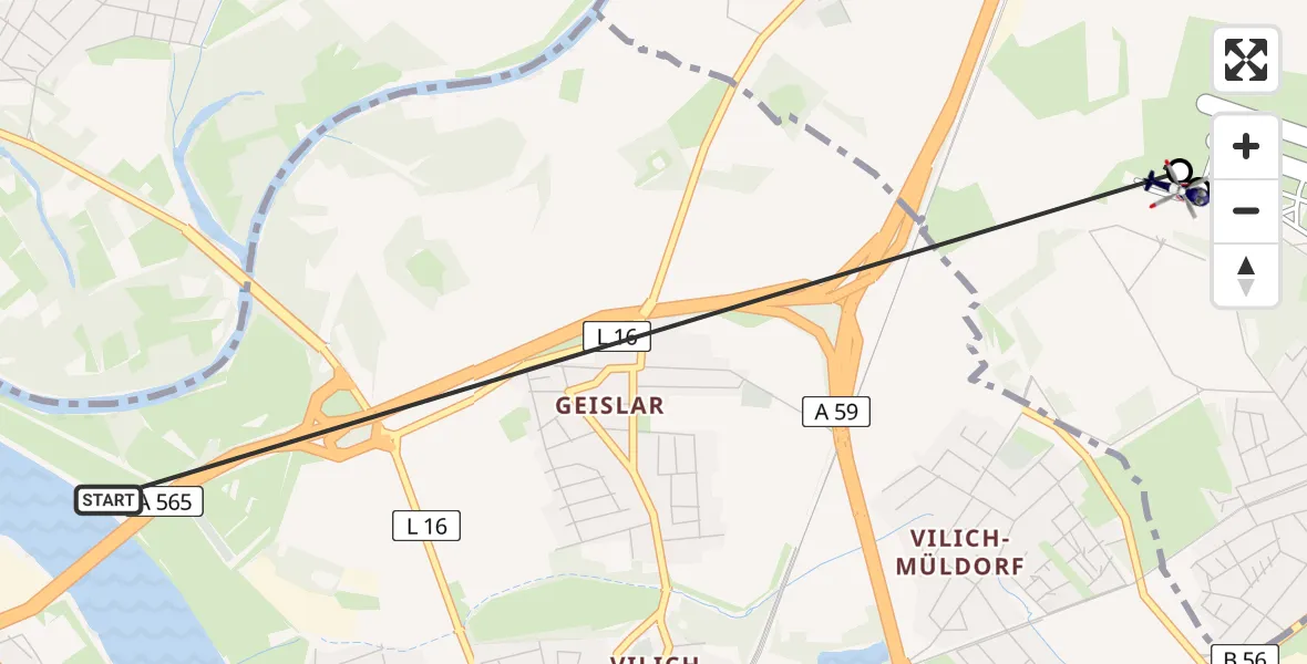 Flugroute Polizeihubschrauber Bonn - Sankt Augustin, 05 Mai 2026, 13:21