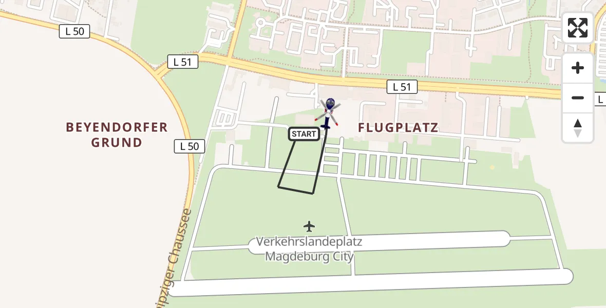 Flugroute Polizeihubschrauber Magdeburg City Flugplatz - Magdeburg City Flugplatz, 05 Mai 2026, 13:51