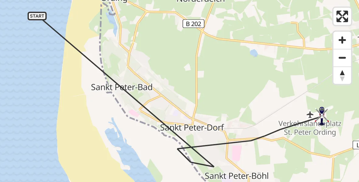 Flugroute Polizeihubschrauber Sankt Peter-Ording - Sankt Peter-Ording Flughafen, 05 Mai 2026, 14:46