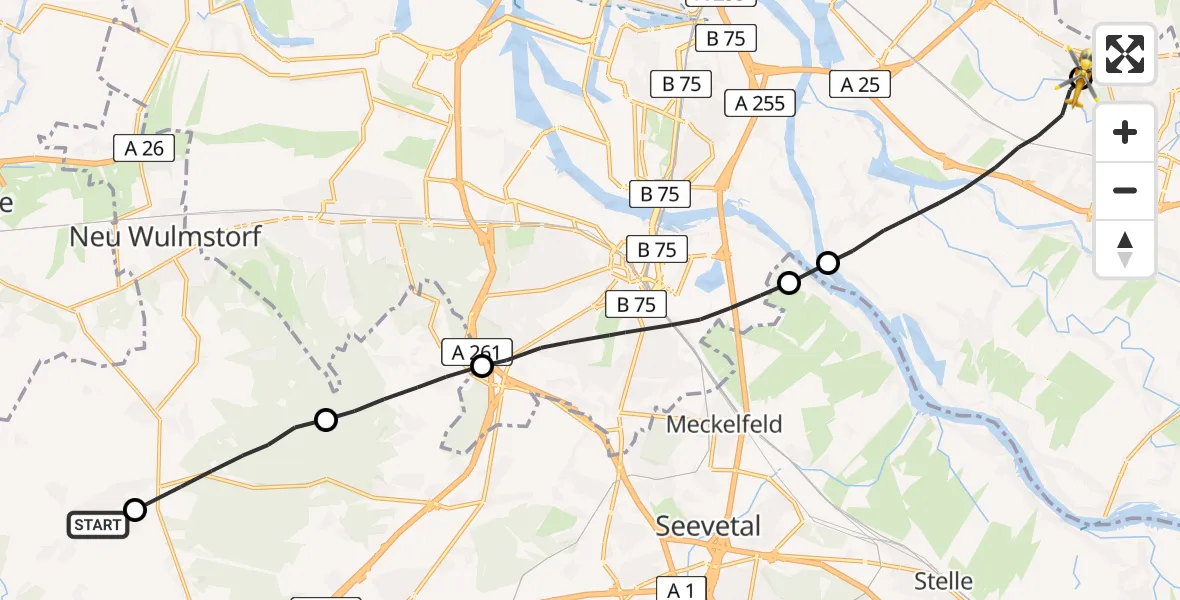 Flugroute Rettungshubschrauber Appel - Christoph Hansa ADAC Hubschrauberlandeplatz, 05 Mai 2026, 15:48