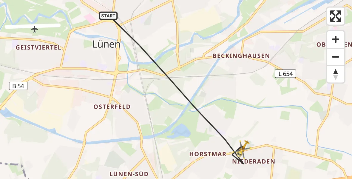 Flugroute Rettungshubschrauber Lünen - Lünen, 05 Mai 2026, 16:07