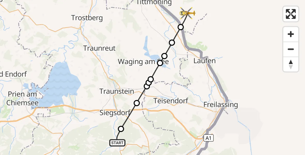 Flugroute Rettungshubschrauber Ruhpolding - Riedersbach, 05 Mai 2026, 17:07
