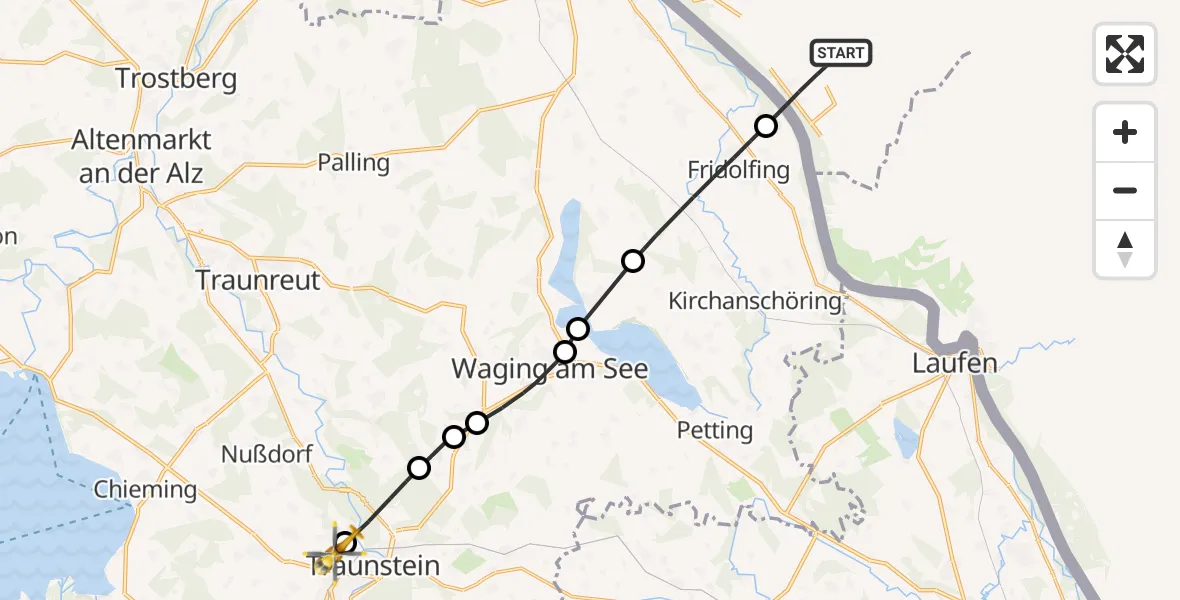 Flugroute Rettungshubschrauber Riedersbach - Traunstein Hospital, 05 Mai 2026, 17:44