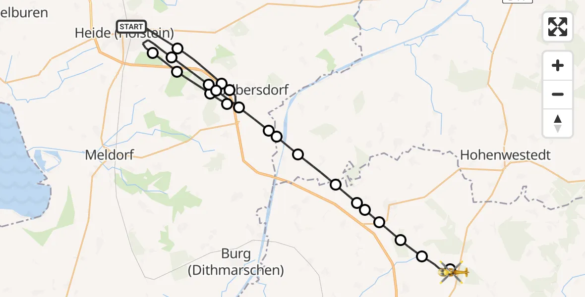 Flugroute Rettungshubschrauber Heide - Itzehoe Hungriger Wolf Flugplatz, 05 Mai 2026, 18:34
