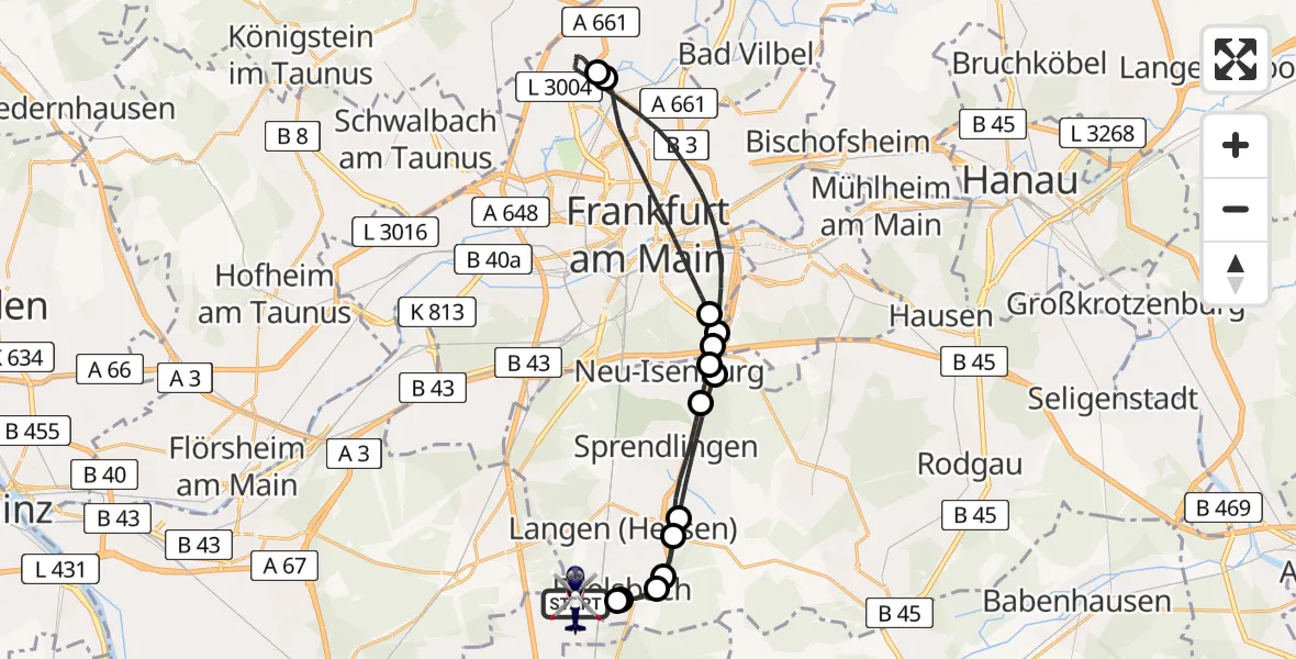 Flugroute Polizeihubschrauber Flughafen Frankfurt-Egelsbach - Flughafen Frankfurt-Egelsbach, 05 Mai 2026, 18:57