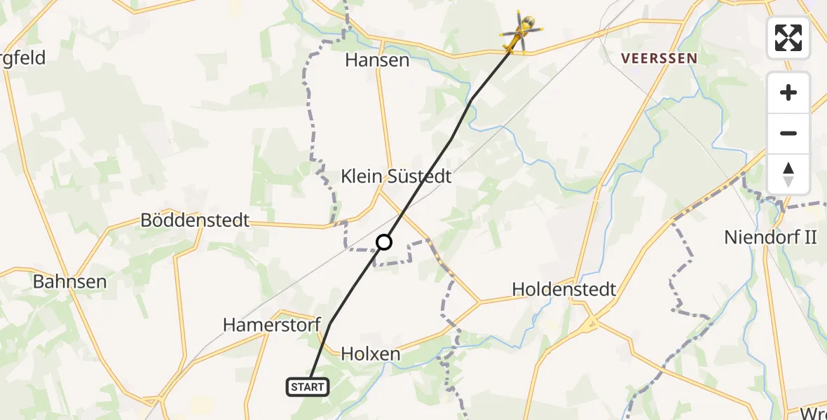 Flugroute Rettungshubschrauber Suderburg - Uelzen, 05 Mai 2026, 19:16
