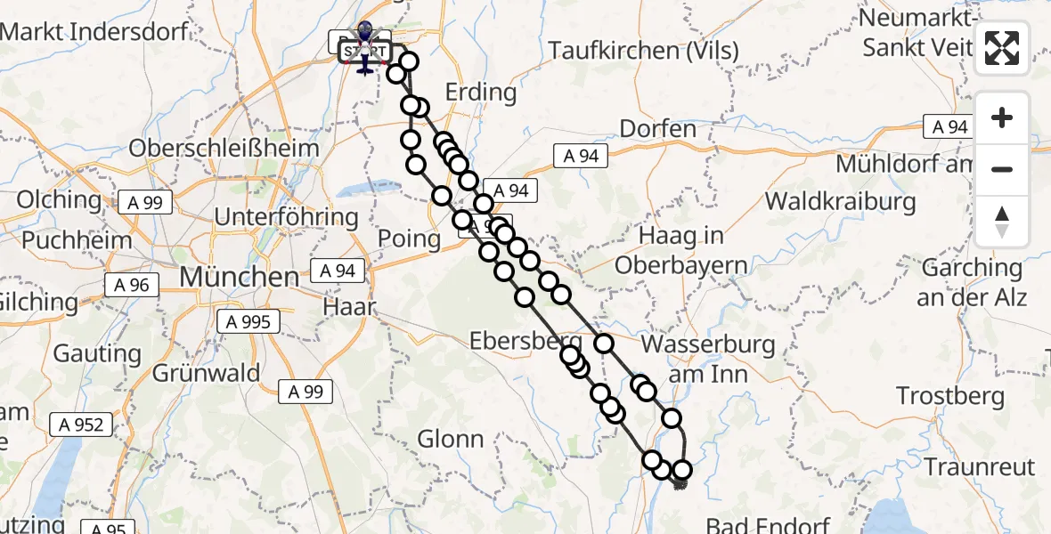 Flugroute Polizeihubschrauber München Flughafen - München Flughafen, 06 Mai 2026, 03:32