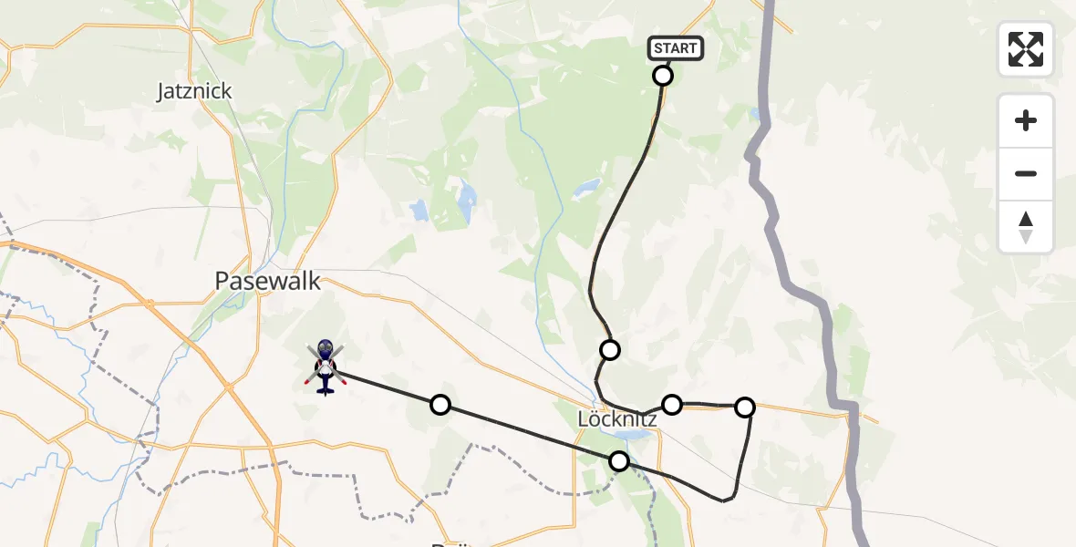 Flugroute Polizeihubschrauber Hintersee - Pasewalk, 06 Mai 2026, 03:48