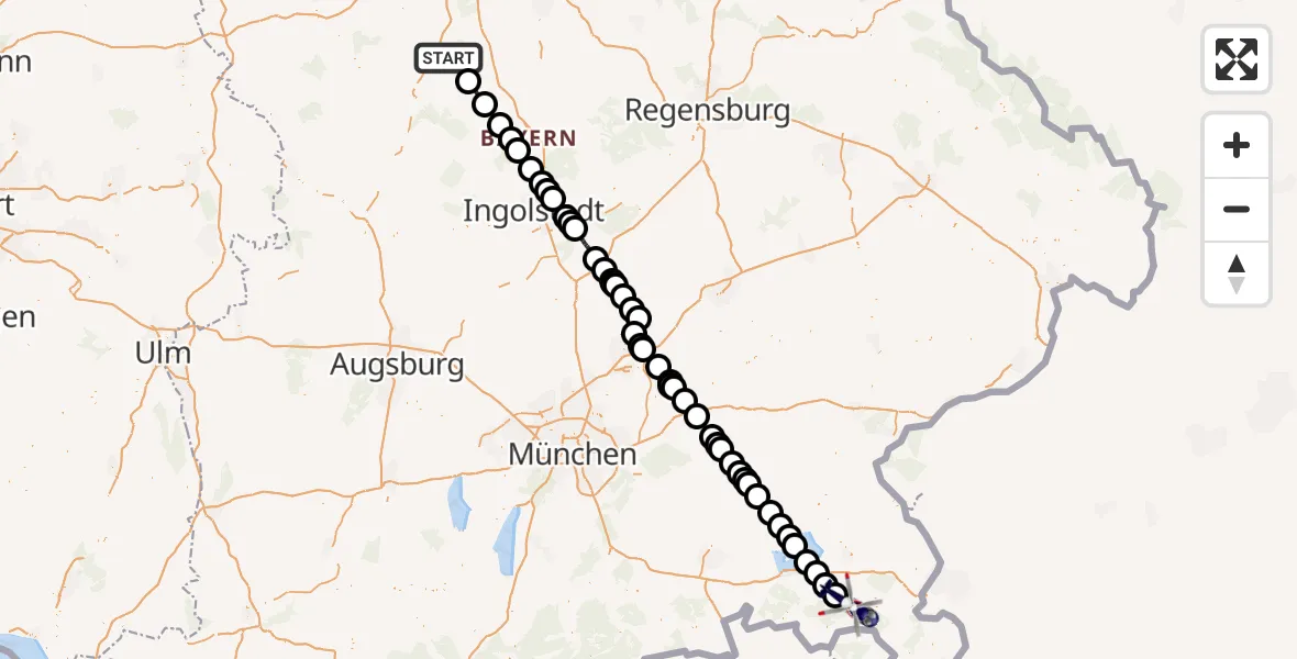 Flugroute Polizeihubschrauber Heideck - Ruhpolding, 06 Mai 2026, 05:28
